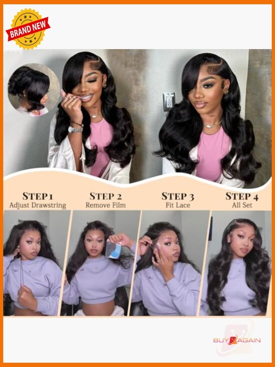 7x6 Glueless Body Wave Lace Front Human Hair Wig 26 Inch 200% Density main image 4